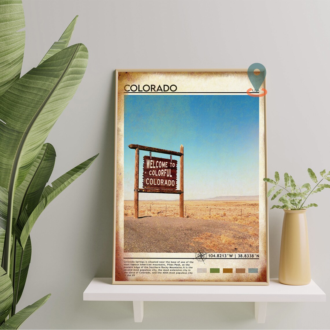 Colorado USA Colorful Welcome Sign Desert View Poster for Road Trip Lovers - Image 4