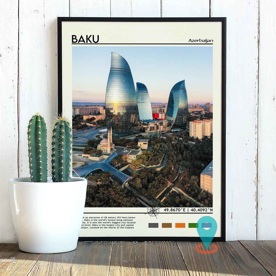 Baku Print Vintage Poster Baku Wall Art Baku Poster Baku Photo Baku Art Baku Wall Decor Azerbaijan Poster - Image 3