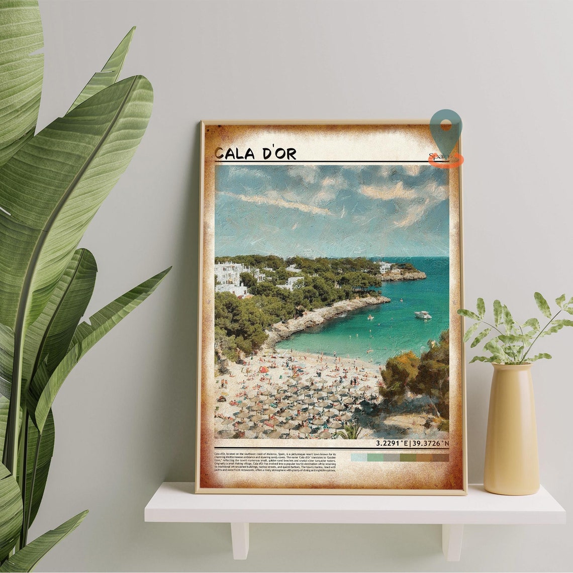 Cala d'Or Mallorca Spain Crowded Turquoise Cove Beach Photo Poster - Image 5