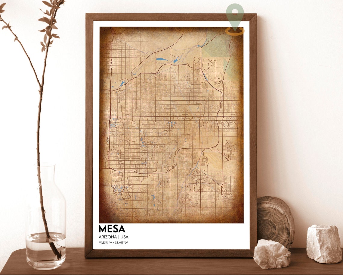 Mesa Arizona Teal Grid Street Map Desert City Modern Art Poster - Image 6