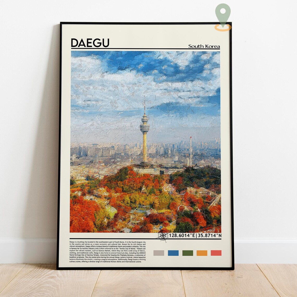 Daegu South Korea Tower Autumn Colors City View Travel Poster - Image 2