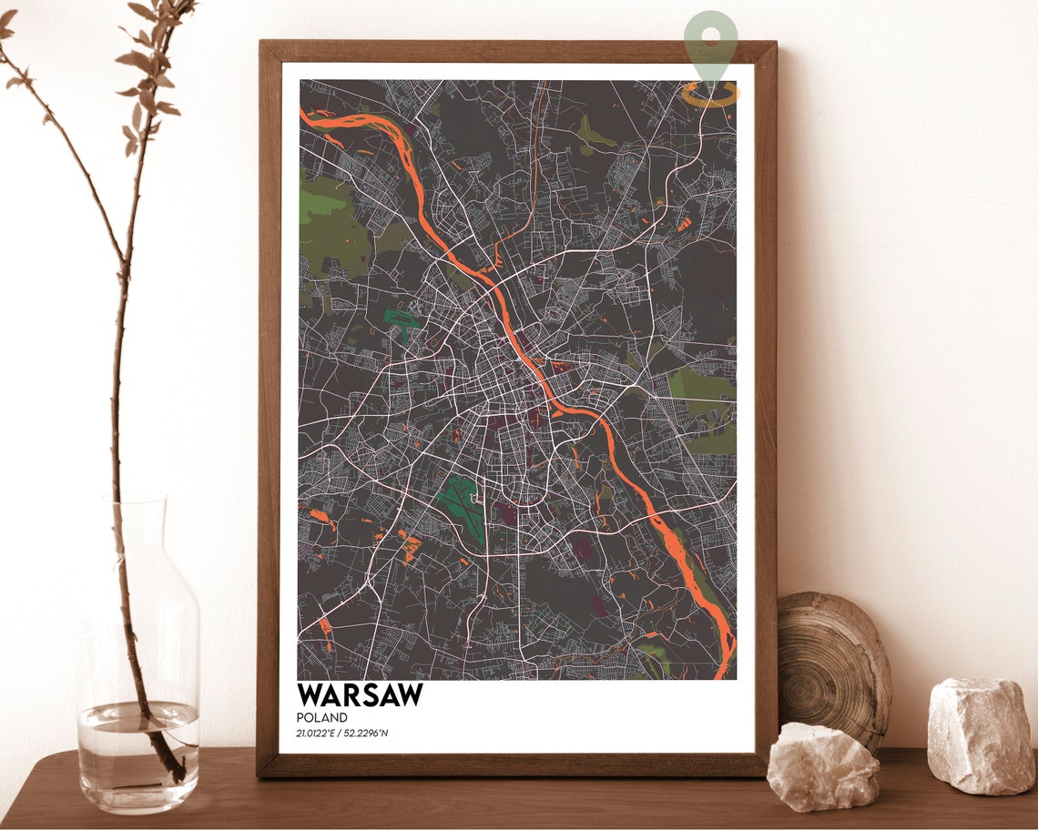 Warsaw Map Warsaw Map Print Warsaw City Map Warsaw Wall Art Warsaw Travel Poster Warsaw Poster Warsaw Photo Warsaw Poster Print - Image 4