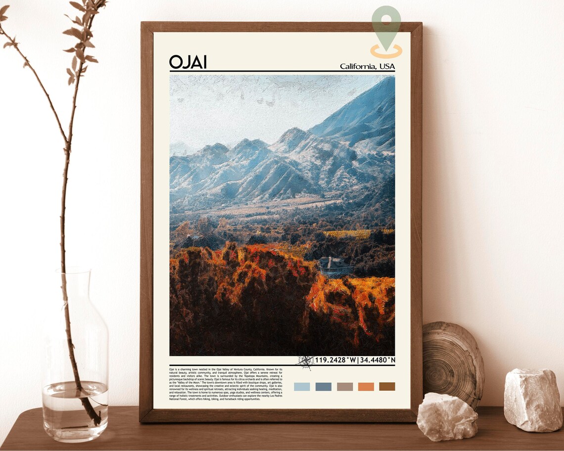 Ojai California Autumn Valley Mountains Scenic Travel Poster