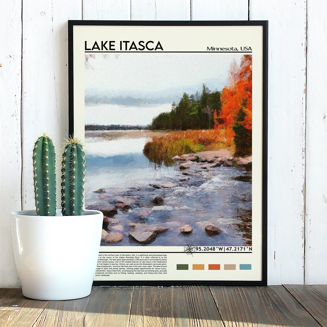 Lake Itasca Minnesota USA Fall Foliage Lakeside Trail Travel Poster - Image 5