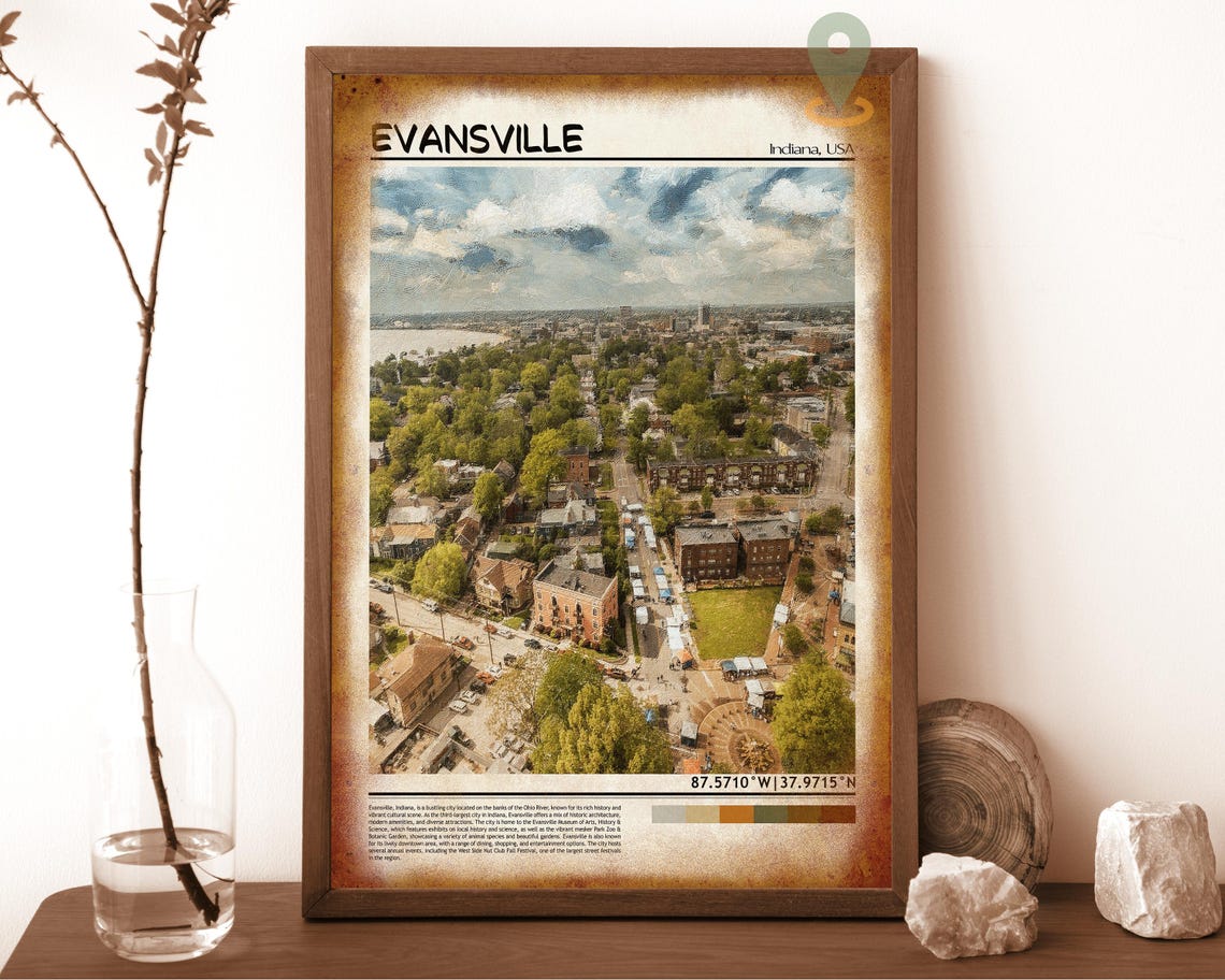 Evansville Print Evansville Wall Art Evansville Poster Evansville Photo Evansville Poster Print Evansville City Evansville Indiana - Image 6