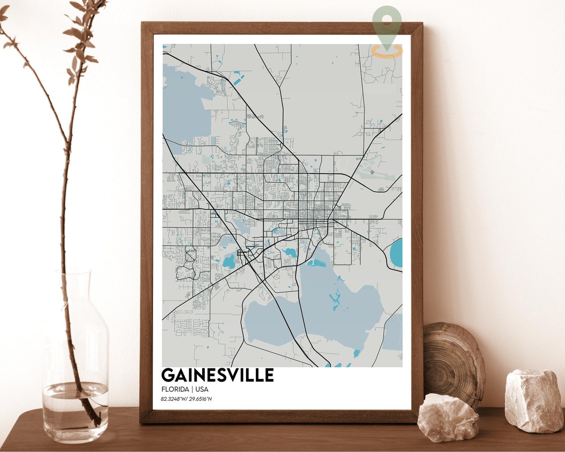 Gainesville Florida Navy Green Modern City Map Home Decor Poster - Image 2