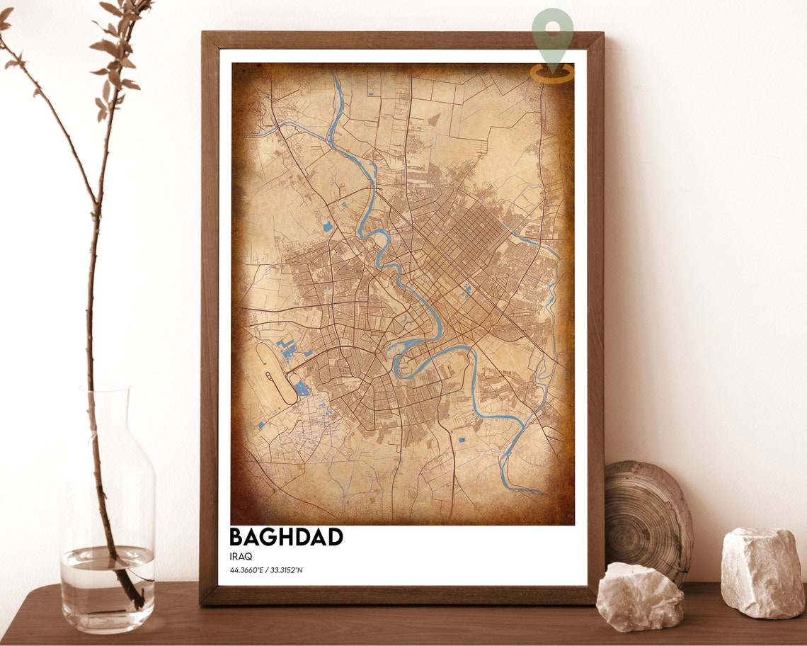 Baghdad Iraq City Map Dark Tigris River Street Network Poster - Image 6