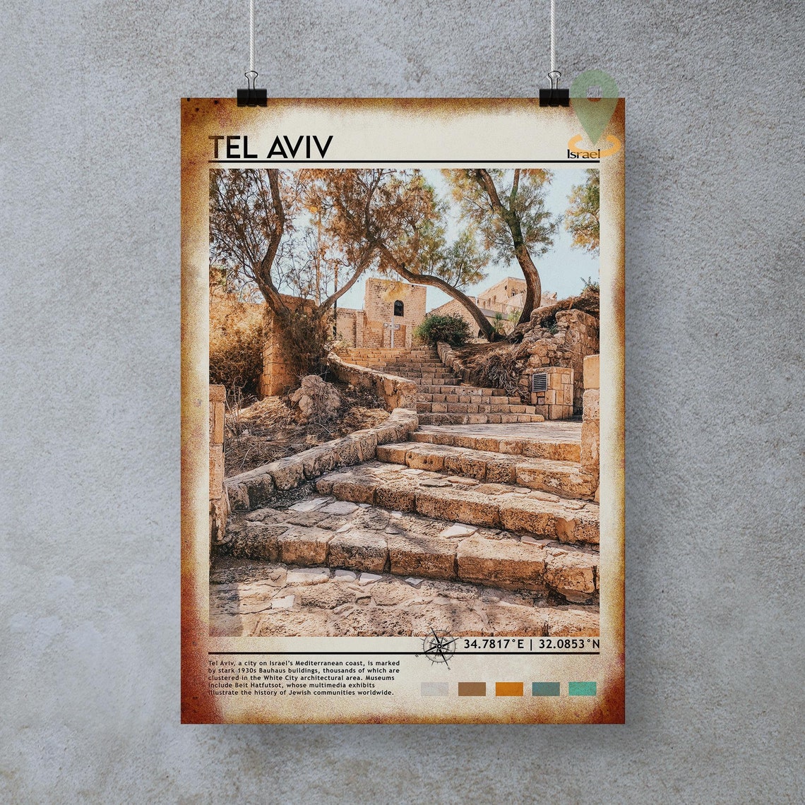 Tel Aviv Israel Old Jaffa Stone Steps Travel Poster Ancient Stairs - Image 4