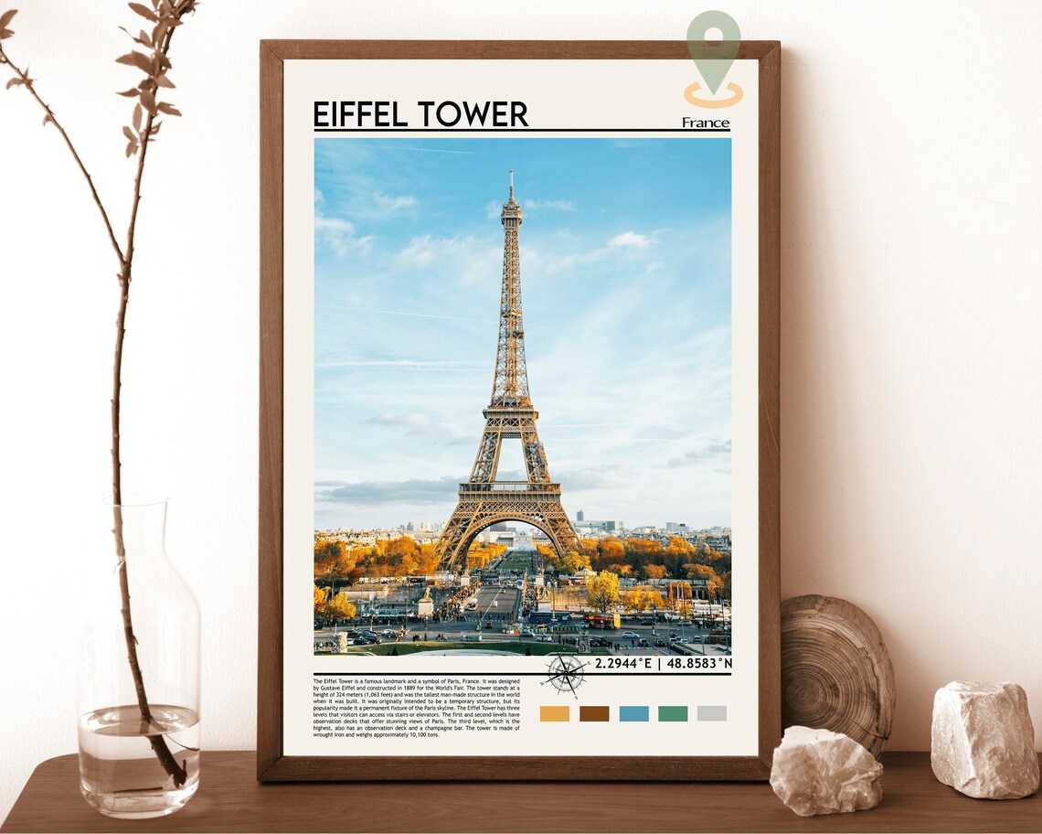 Eiffel Tower Paris France Autumn Landmark Photography Poster