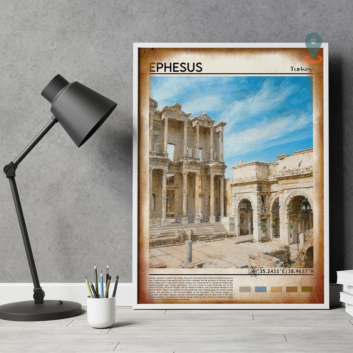 Ephesus Turkey Ancient Library of Celsus Ruins Historic Poster - Image 4