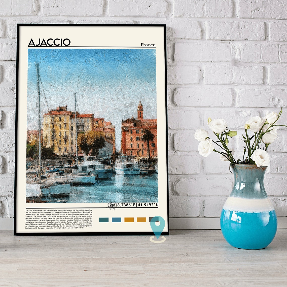 Ajaccio Print Ajaccio Poster Ajaccio Wall Art Ajaccio Travel Print Ajaccio Art Print Ajaccio Artwork Ajaccio Photo France Print - Image 3