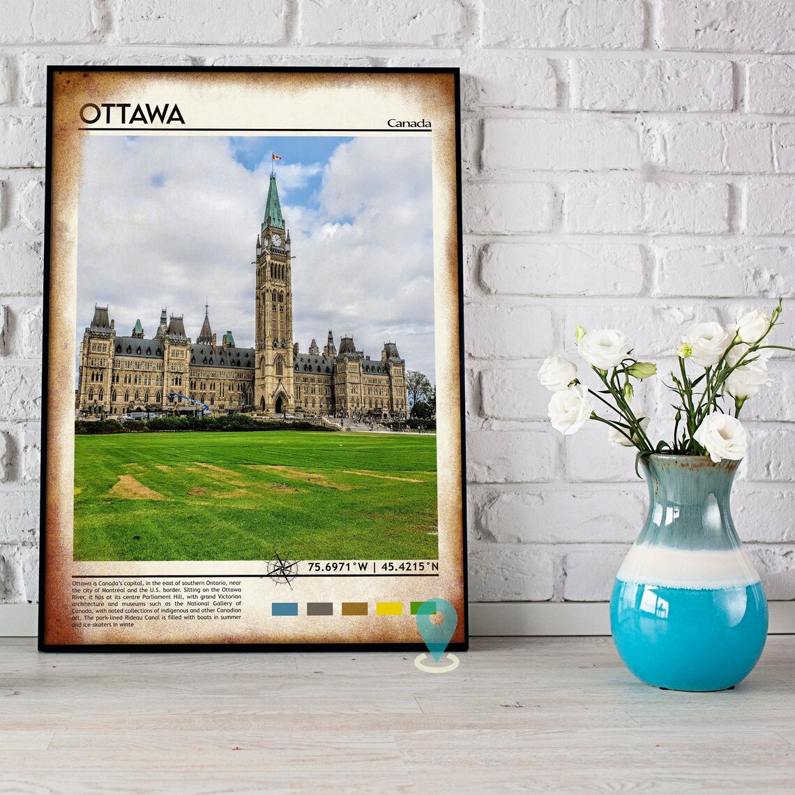 Ottawa Canada Parliament Hill Photo Historic Travel Wall Art - Image 3