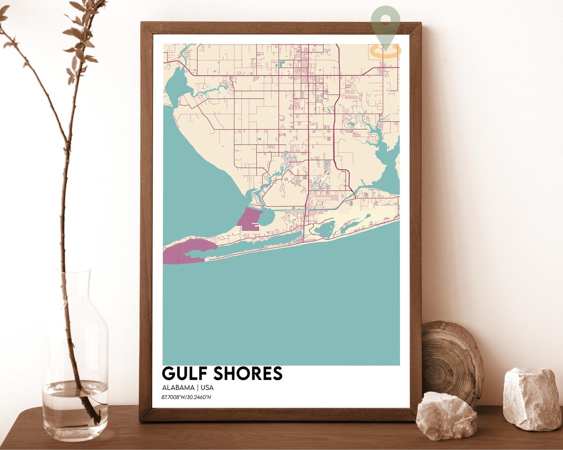 Gulf Shores Map Gulf Shores Map Print Gulf Shores Personalized Map Gulf Shores Wall Art Gulf Shores Travel Poster Gulf Shores Alabama - Image 6