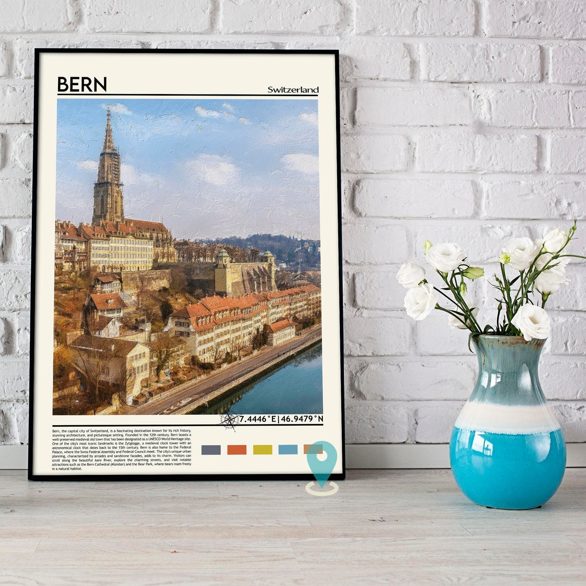 Bern Switzerland Old Town Cathedral Spire Aare River Rooftops Poster - Image 5