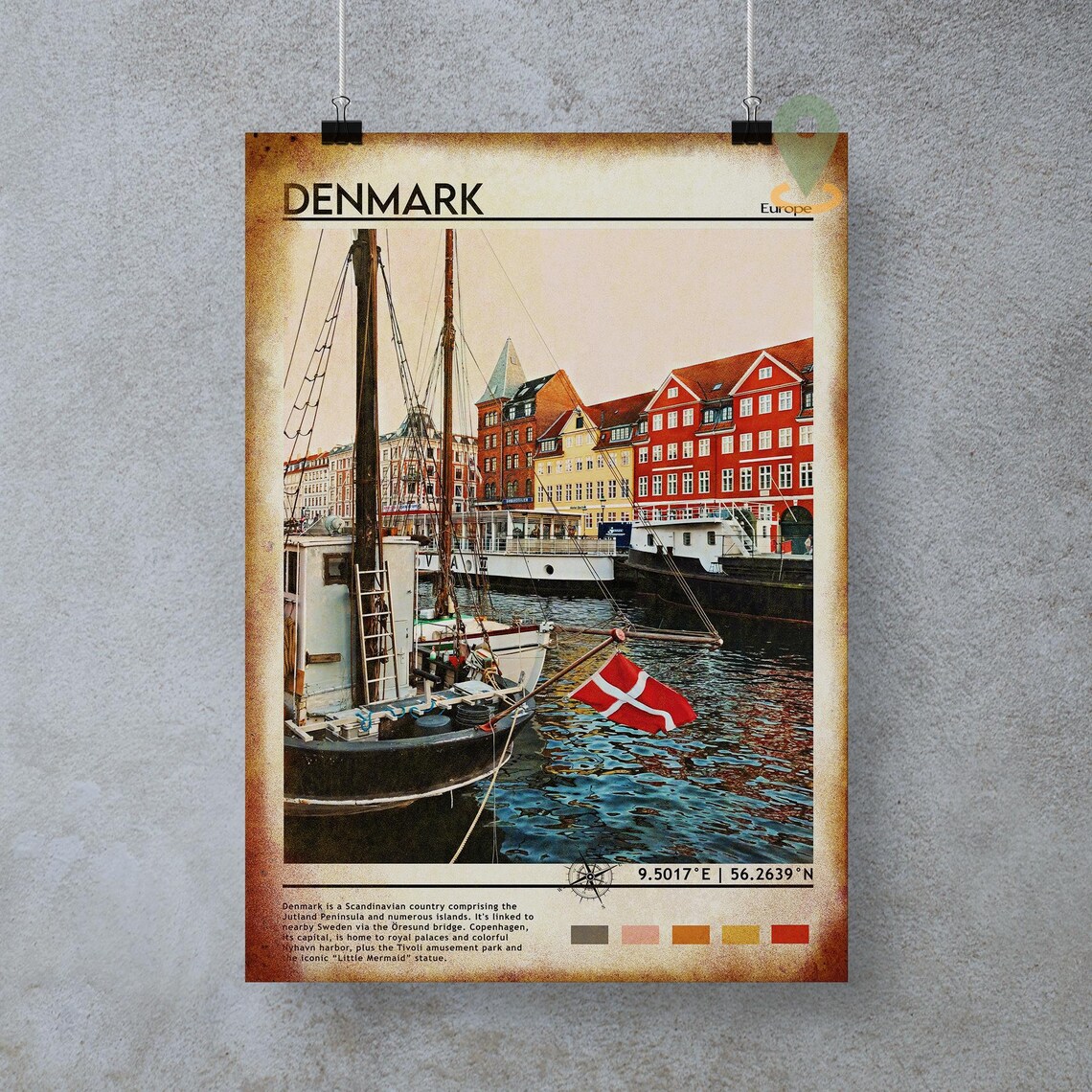 Denmark Nyhavn Copenhagen Colorful Harbor Boats Travel Poster - Image 4