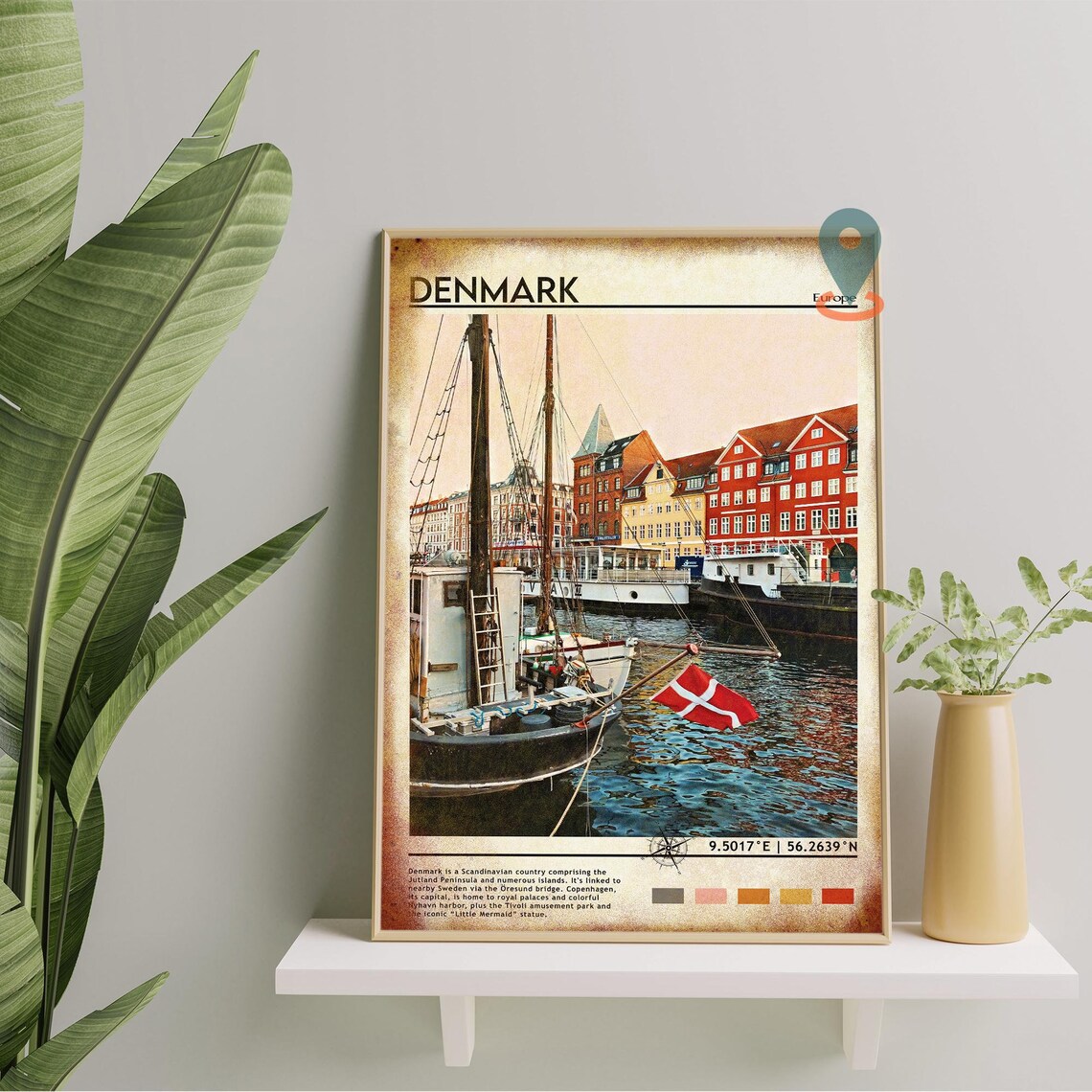 Denmark Nyhavn Copenhagen Colorful Harbor Boats Travel Poster - Image 2