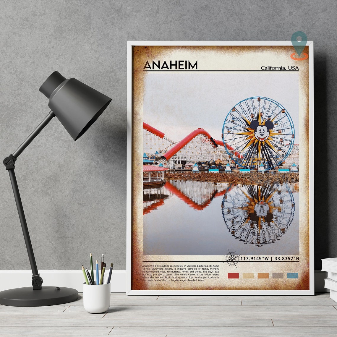 Anaheim California Mickey Mouse Ferris Wheel Theme Park Poster - Image 4