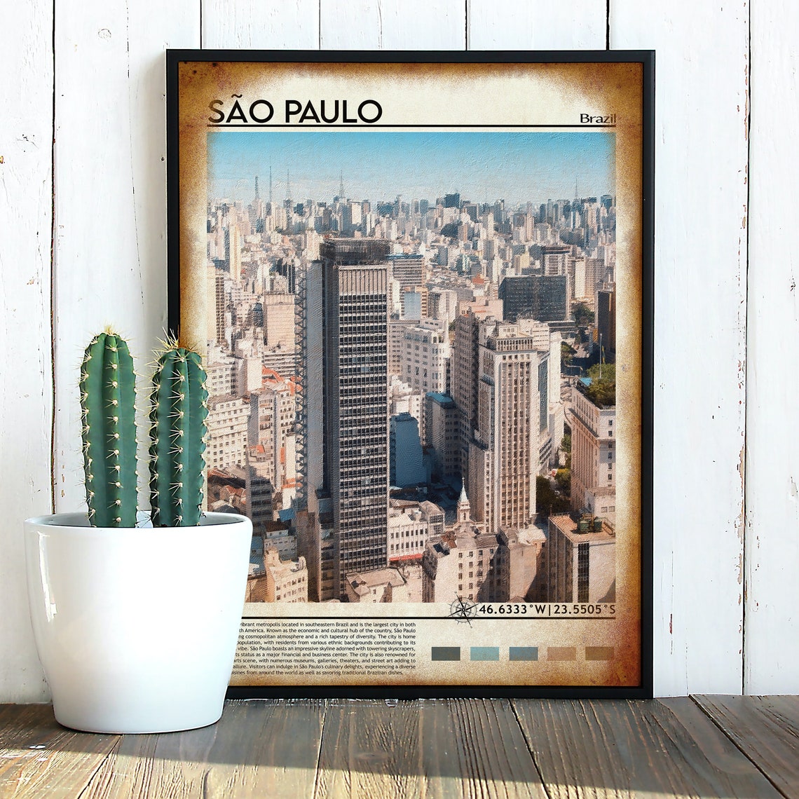 Sao Paulo Brazil Megacity Skyline Aerial Urban Panorama Poster - Image 4