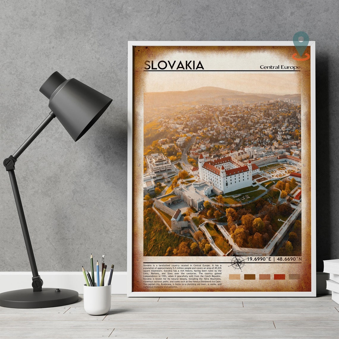 Slovakia Central Europe Bratislava Castle Sunset Aerial Poster - Image 4