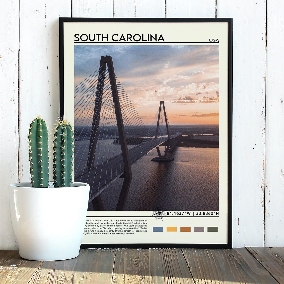 South Carolina Ravenel Bridge Sunset Cable Stayed Charleston Poster - Image 3