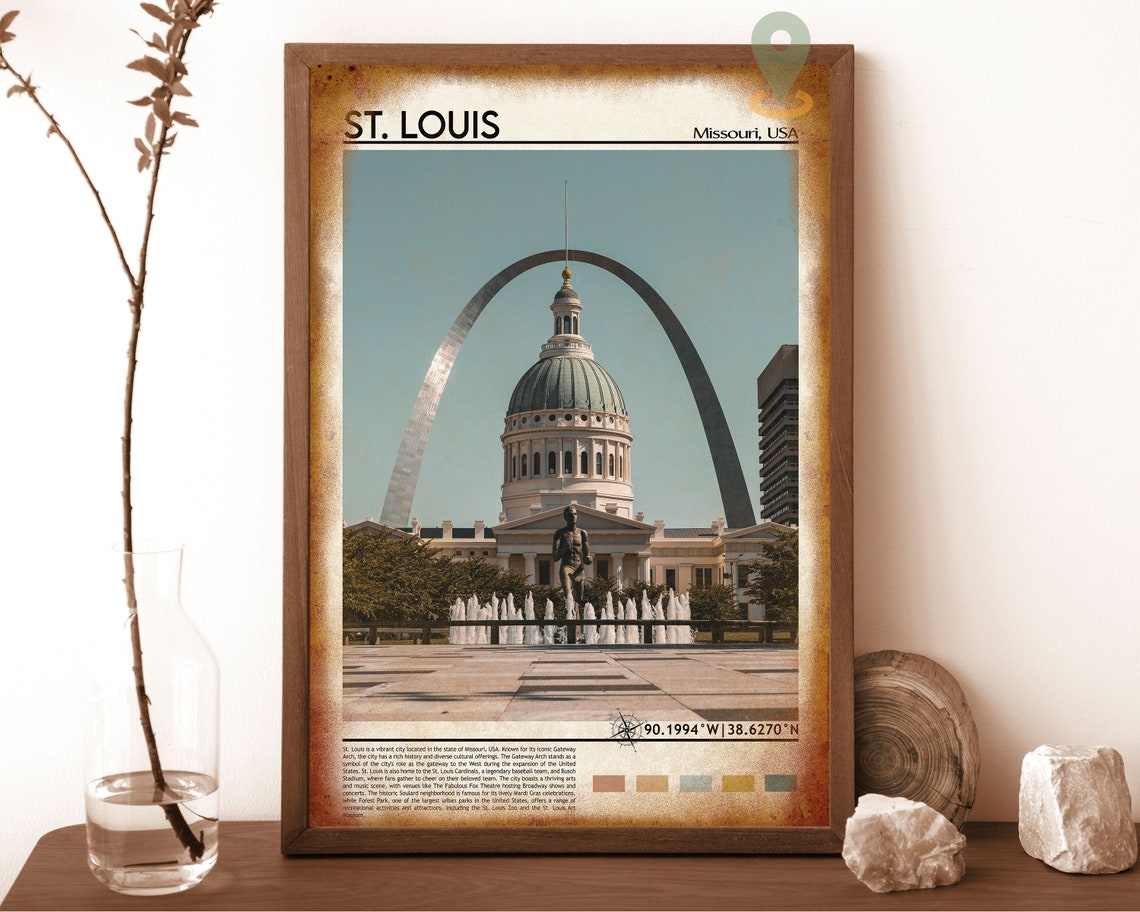 St Louis Missouri Gateway Arch Courthouse Fountain Travel Poster - Image 6