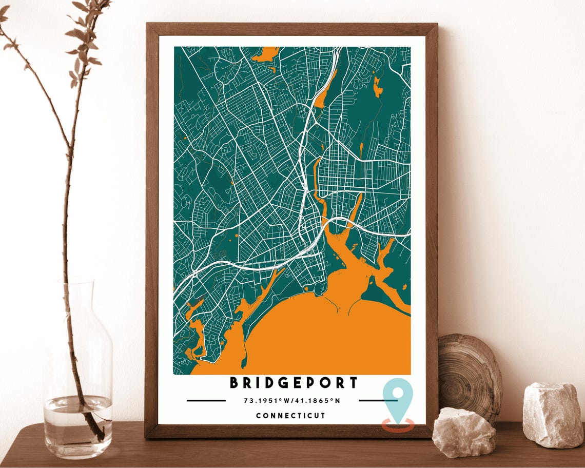 Bridgeport Map Bridgeport Map Print Bridgeport Wall Art Bridgeport Travel Poster Bridgeport Poster Bridgeport Photo Bridgeport City - Image 4