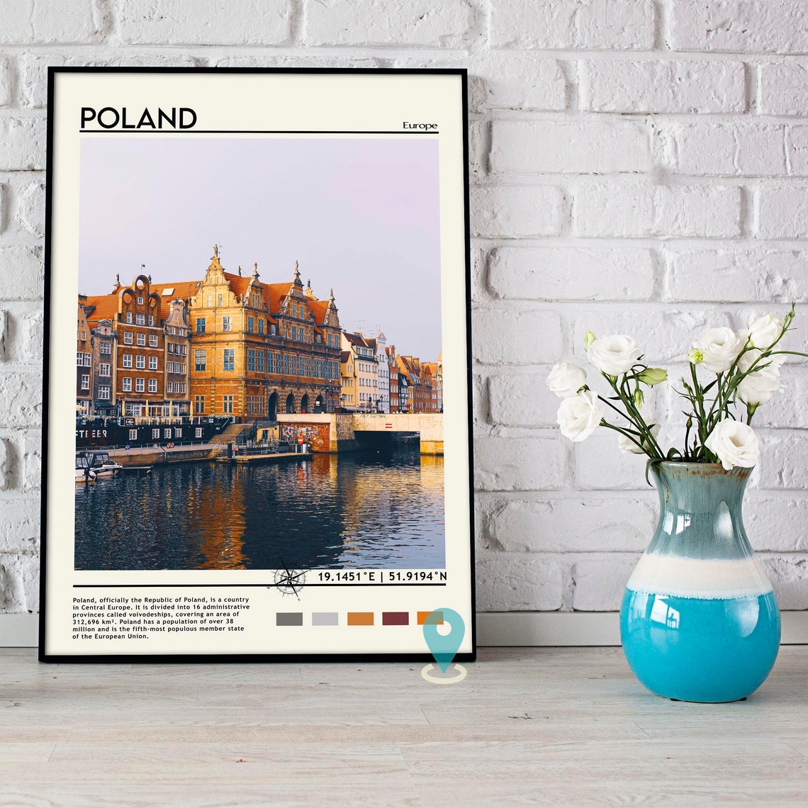 Poland Europe Historic Harborfront Old Town Waterfront Travel Poster - Image 3