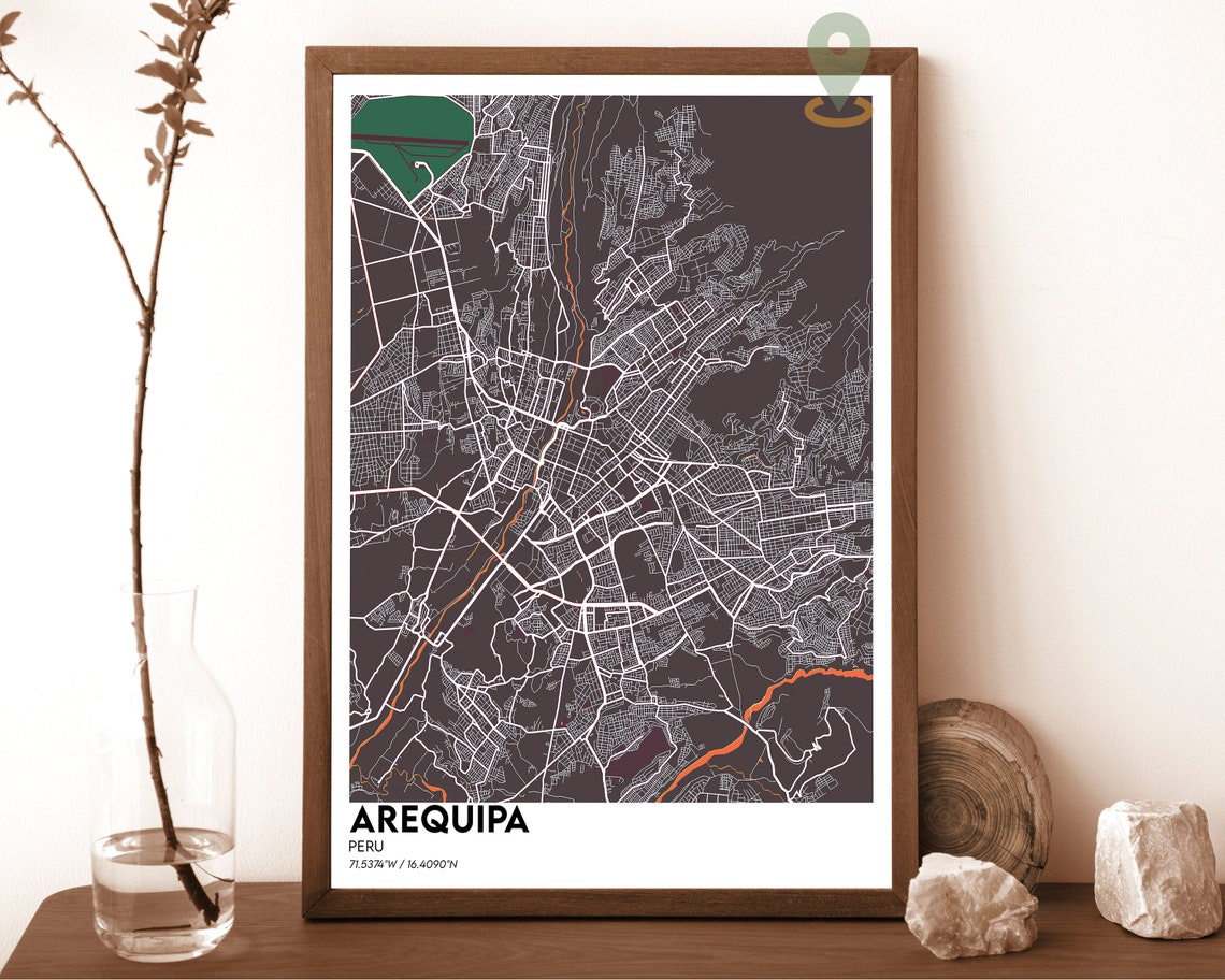 Arequipa Peru City Map Bold Red Modern White Street Art Poster - Image 5