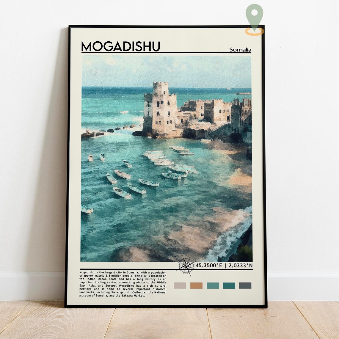 Mogadishu Somalia Historic Harbor Stone Fortress Travel Poster - Image 2