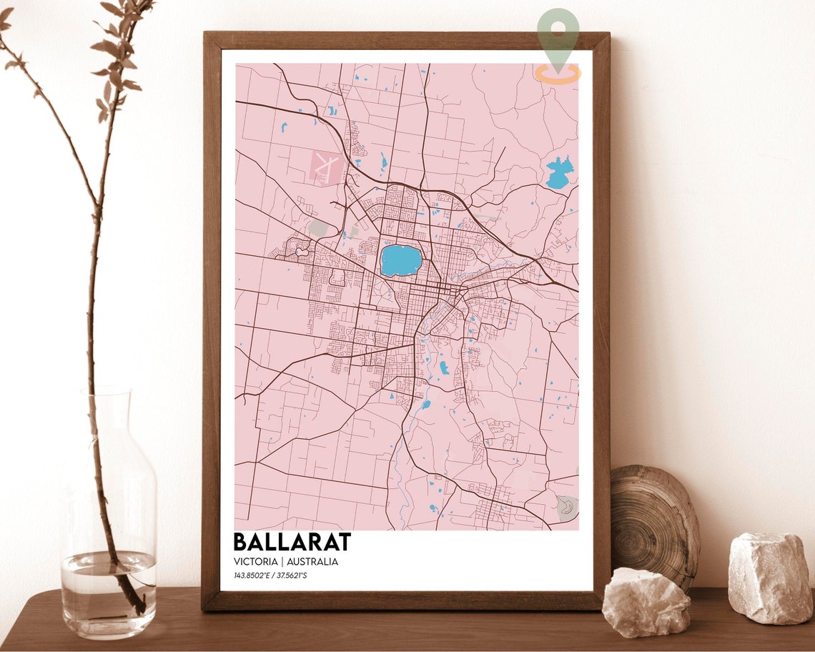 Ballarat Australia Victoria City Street Map Home Decor Poster - Image 3