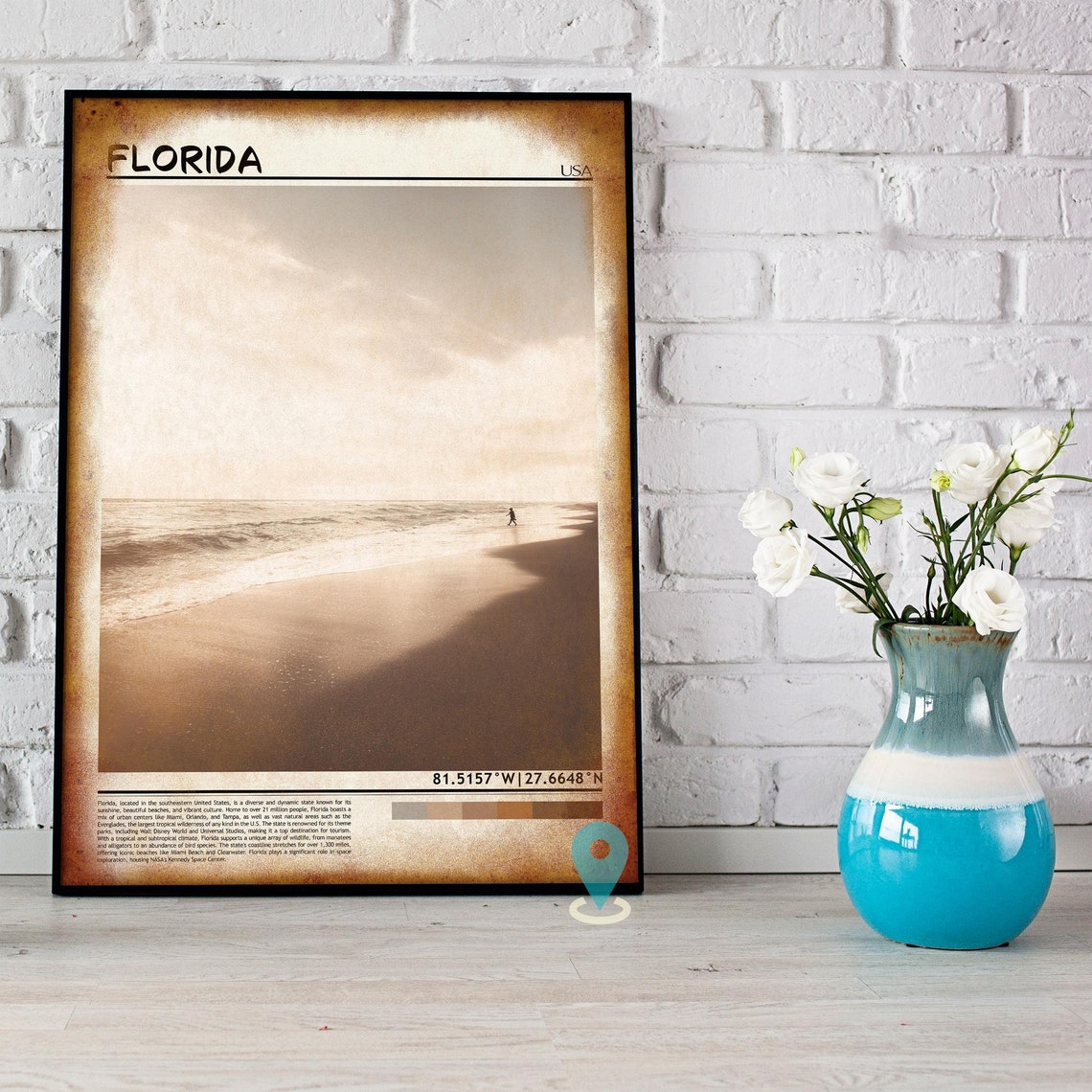 Florida Beach Sunrise Waves Minimalist Coastal Travel Poster - Image 5