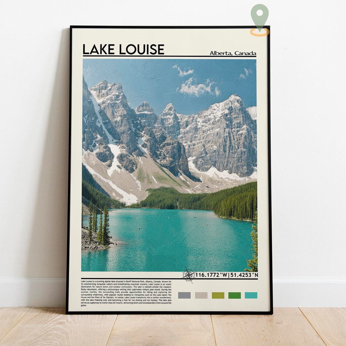 Lake Louise Alberta Turquoise Lake Rocky Mountain Peaks Travel Poster - Image 2
