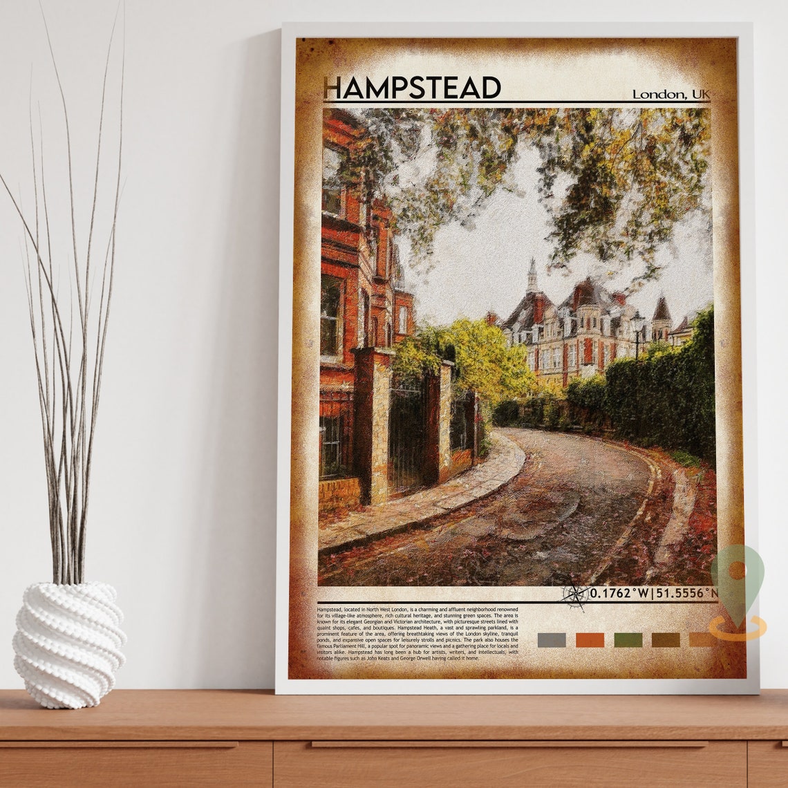 Hampstead London England Leafy Village Historic Street Scene Poster - Image 4