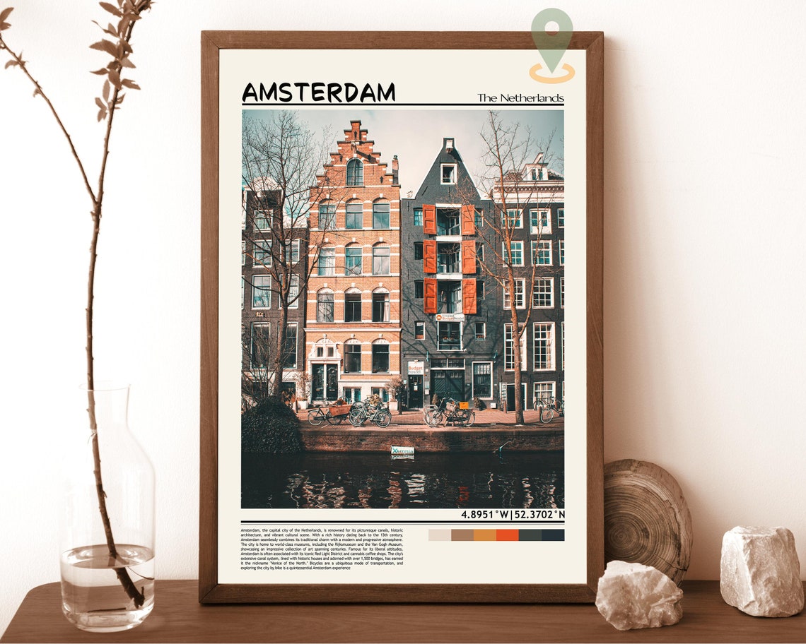 Amsterdam Historic Canal Houses and Bikes Reflections Poster