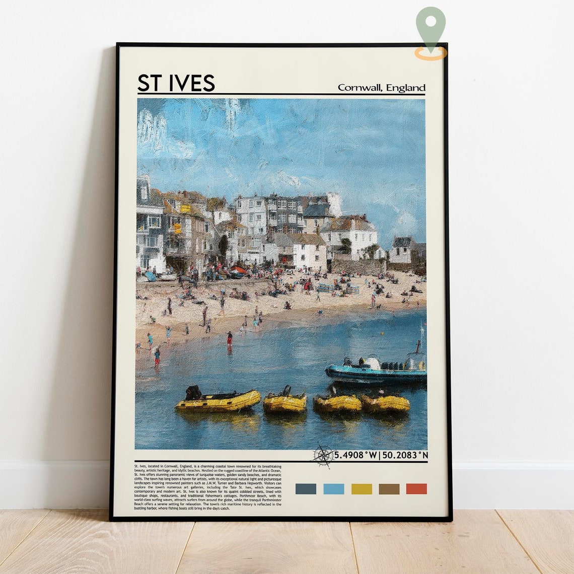 St Ives Cornwall England Harbor Beach Summer Scene Travel Poster - Image 2