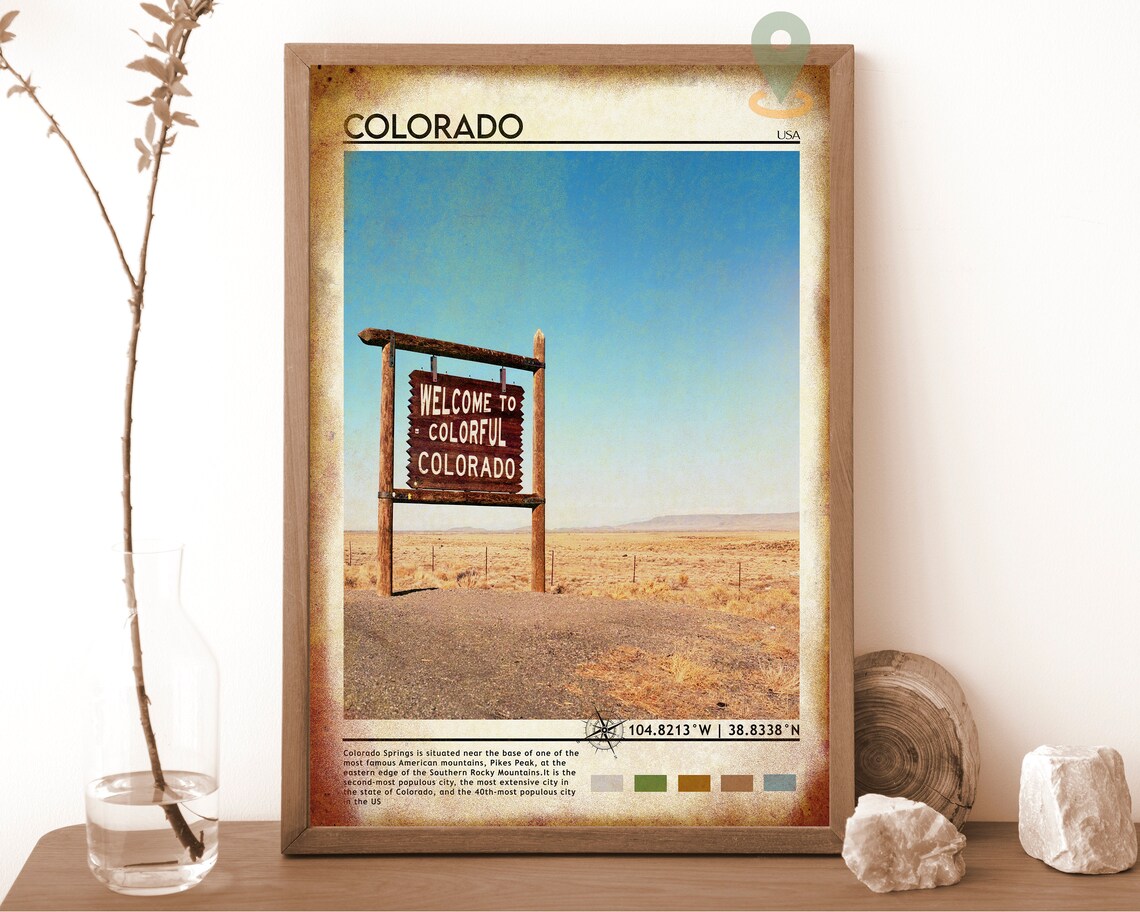 Colorado USA Colorful Welcome Sign Desert View Poster for Road Trip Lovers - Image 6