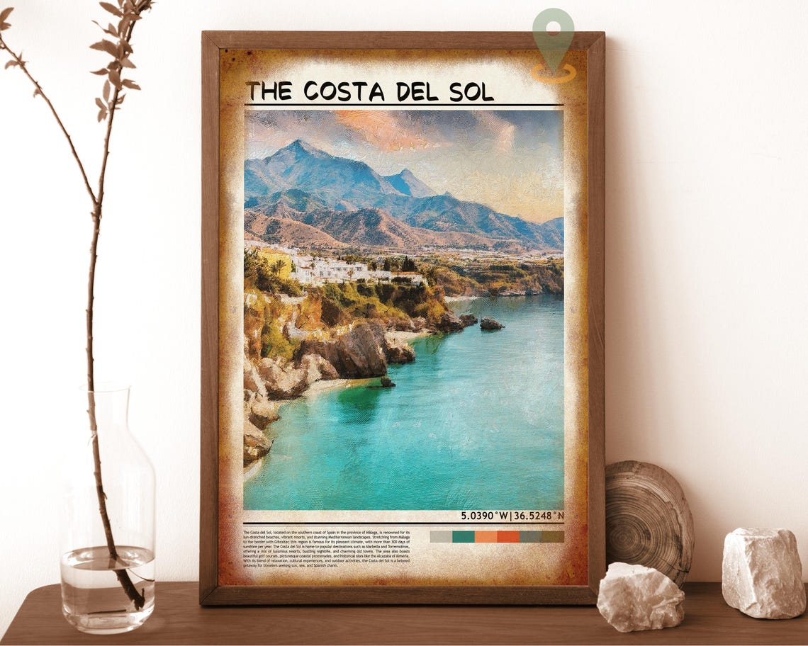 The Costa Del Sol Spain Turquoise Cliffs Coast Travel Poster - Image 6
