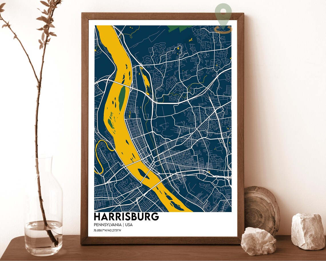 Harrisburg Pennsylvania Vintage City Map Sepia River Art Poster - Image 6