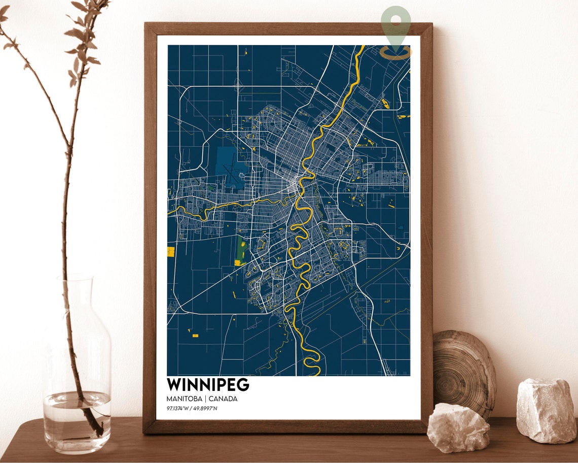 Winnipeg Manitoba Canada Emerald Green Modern City Map Grid Poster - Image 2