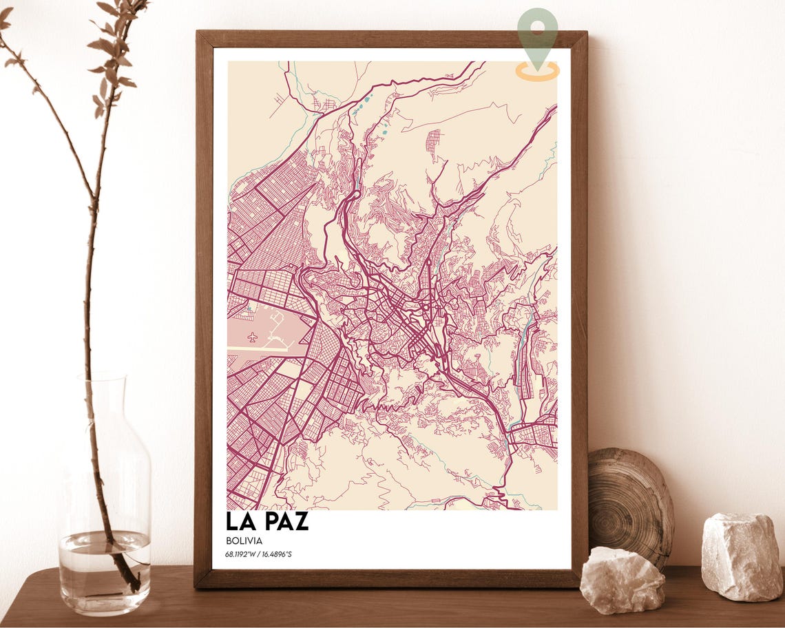 La Paz Map La Paz Map Print La Paz Wall Art La Paz Travel Poster La Paz Poster La Paz Photo La Paz City Map La Paz Bolivia Poster