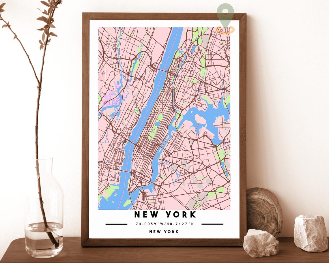 New York Map New York Map Print New York Wall Art New York Travel Poster New York Poster New York Photo New York City Map - Image 3