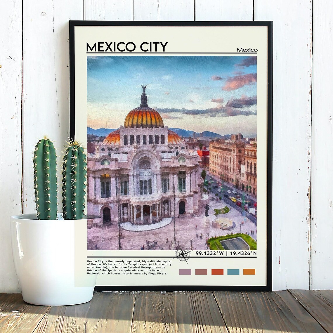 Mexico City Palacio de Bellas Artes Sunset Dome Travel Poster - Image 3