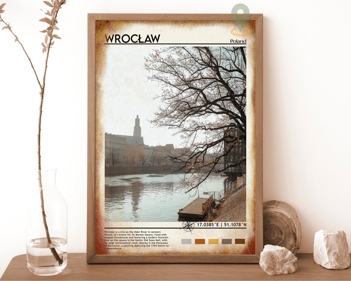 Wroclaw Poland Riverfront Trees Historic Skyline Travel Print - Image 6