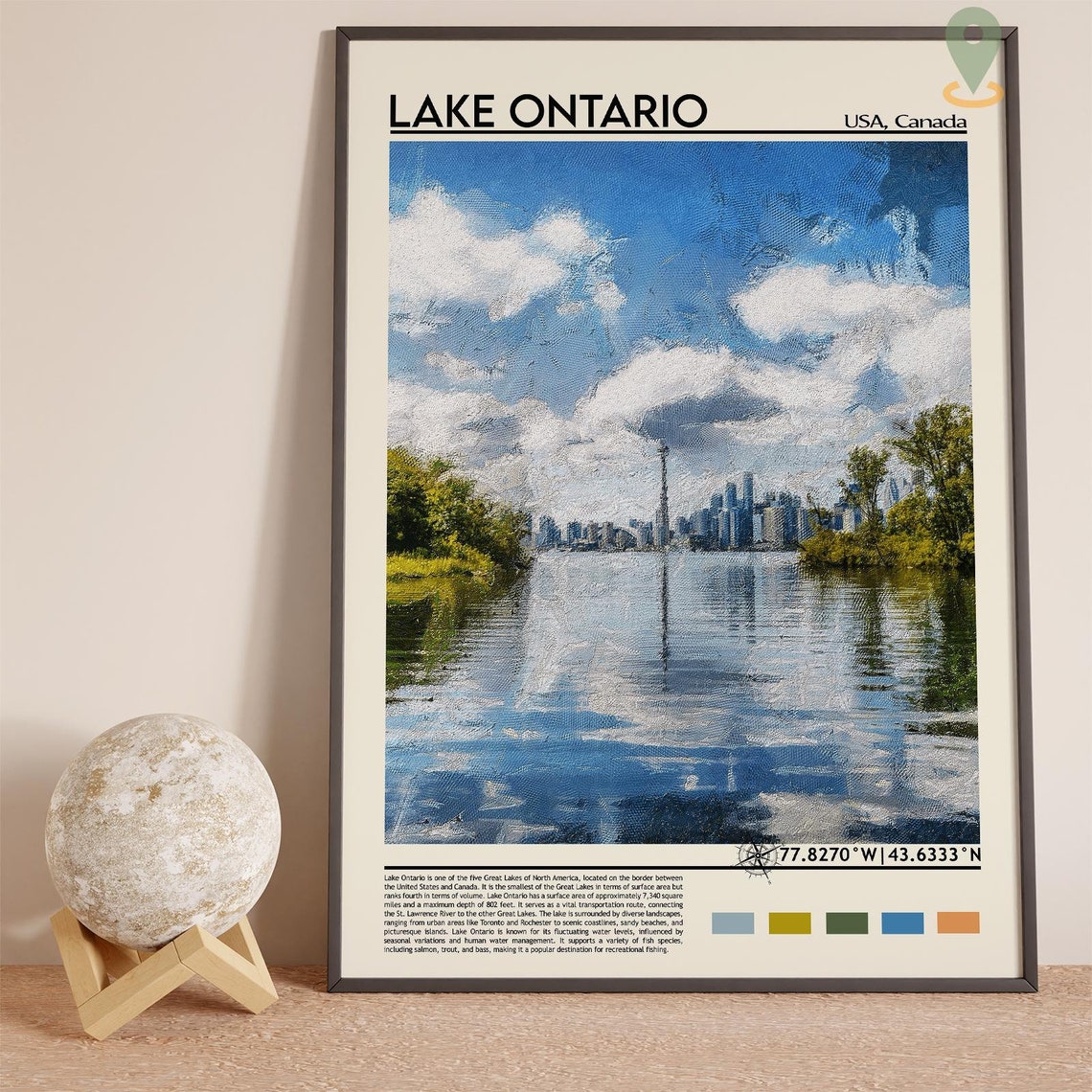 Lake Ontario Print Lake Ontario Poster Lake Ontario Wall Art Lake Ontario Travel Print Lake Ontario Art Print Canada Print Great Lakes - Image 2