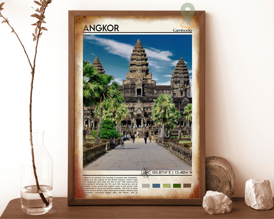 Angkor Cambodia Ancient Angkor Wat Temple Ruins Travel Facts Poster - Image 6