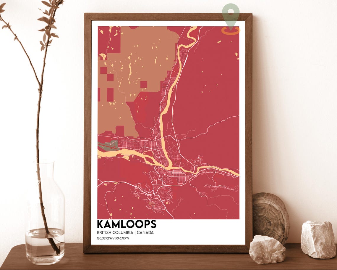 Kamloops British Columbia Navy Gold Minimalist City Map Poster - Image 6