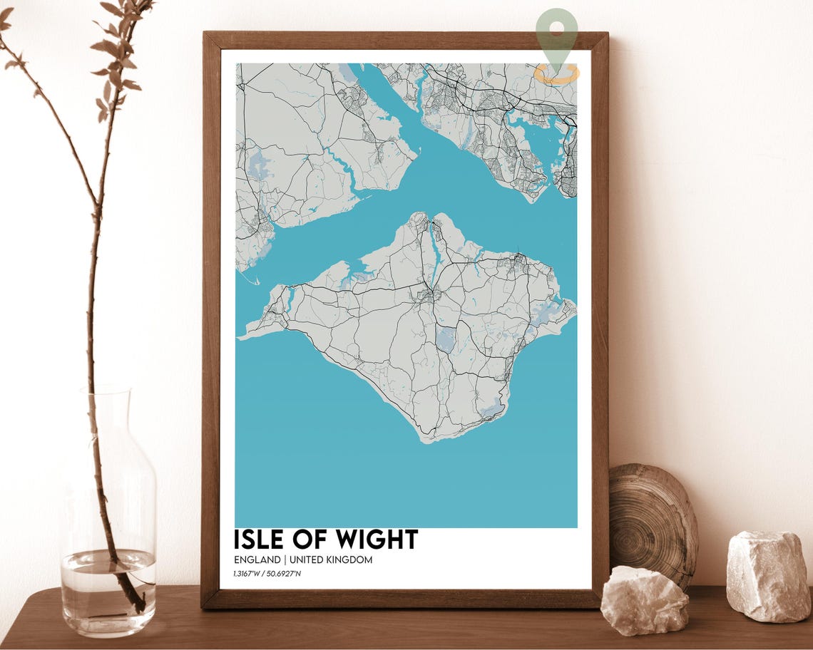 Isle Of Wight Map Isle Of Wight Map Print Isle Of Wight Wall Art Isle Of Wight Travel Poster Isle Of Wight Poster Isle Of Wight Photo - Image 2