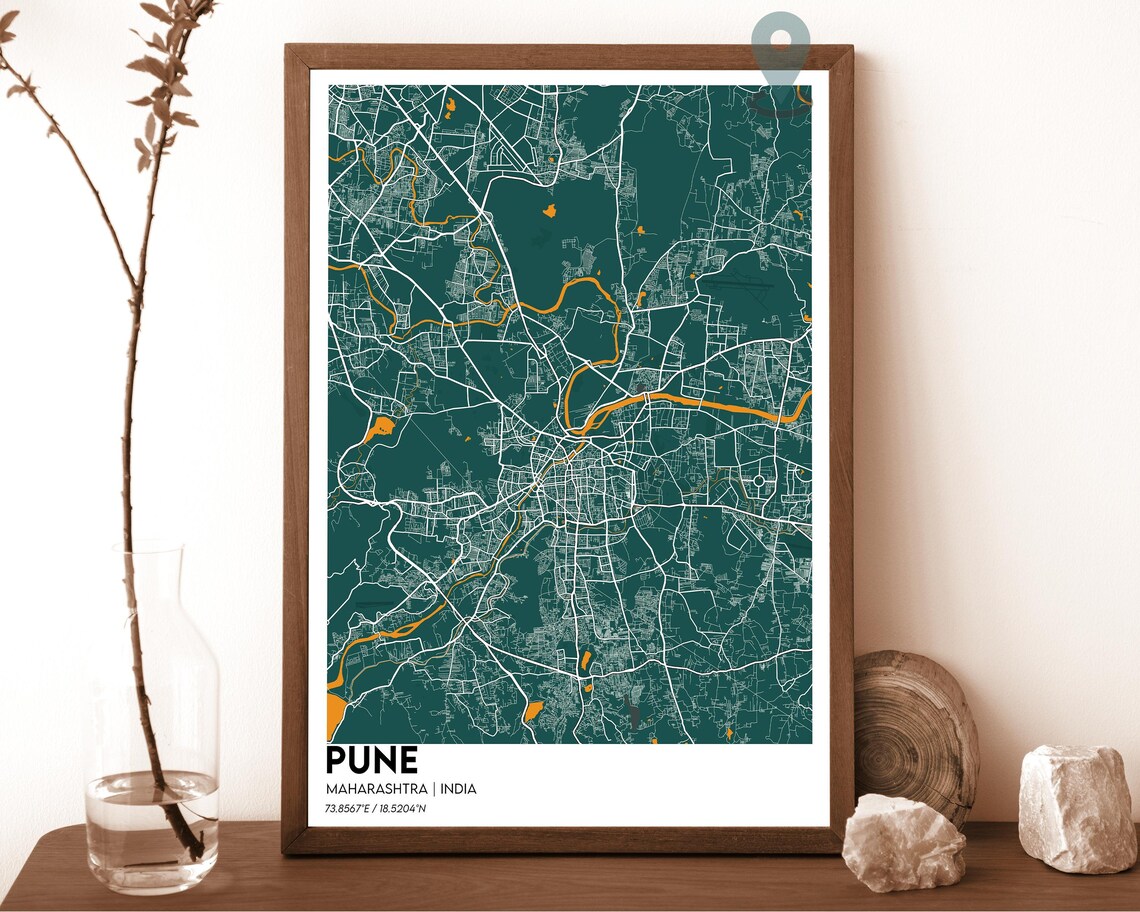 Pune India Magenta Pink Minimalist Modern City Map Home Decor Poster - Image 5