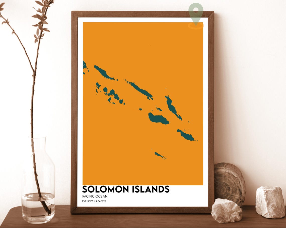 Solomon Islands Pacific Archipelago Navy on Cyan Graphic Poster - Image 5
