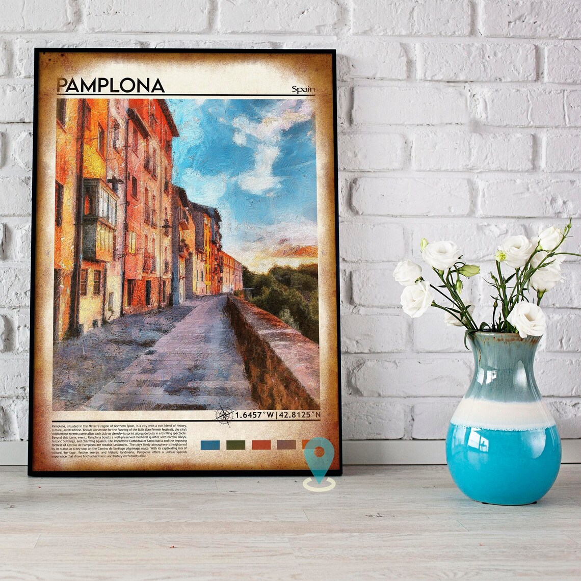 Pamplona Print Pamplona Poster Pamplona Wall Art Pamplona Travel Print Pamplona Art Print Pamplona Artwork Spain Travel Print - Image 4